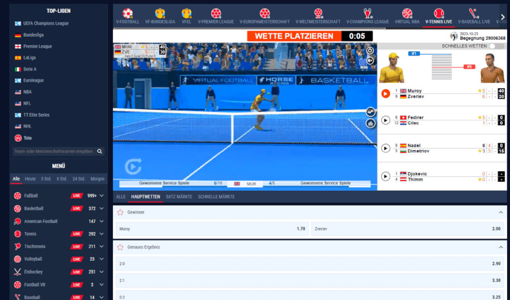 Virtual Sports Live Spiel