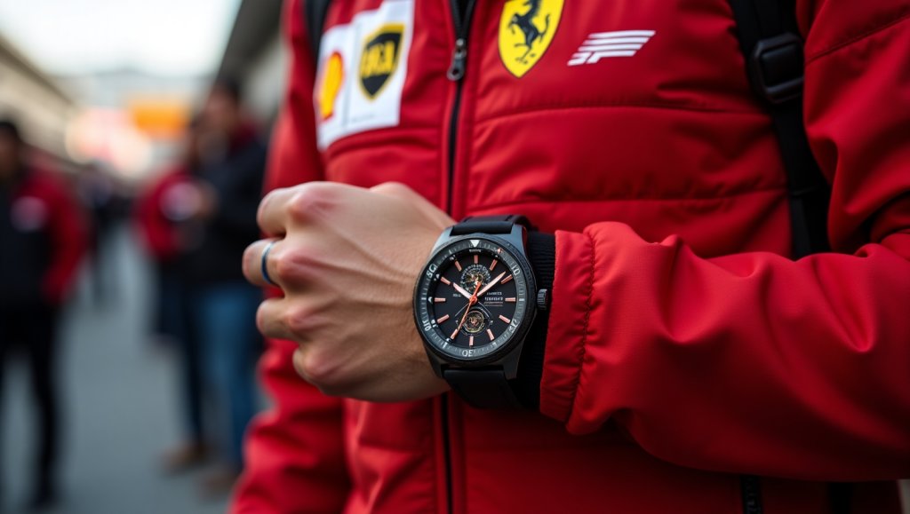 f1-fahrer-rote-kleidung-gp-spanien-2025-mechanische-uhr-redesign