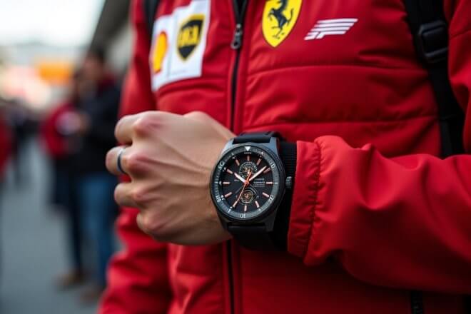 f1-fahrer-rote-kleidung-gp-spanien-2025-mechanische-uhr-redesign