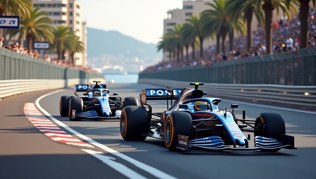 f1-monaco-2025-teamstrategie-blau-weiss-rennwagon-dynamisch