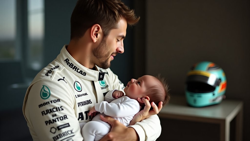 formel1-vater-baby-ruhig-zaertlich-hyperrealistisch