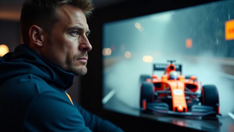gestresster-formel1-teamchef-blau-boxengasse-regen-ueberholt-papaya-auto