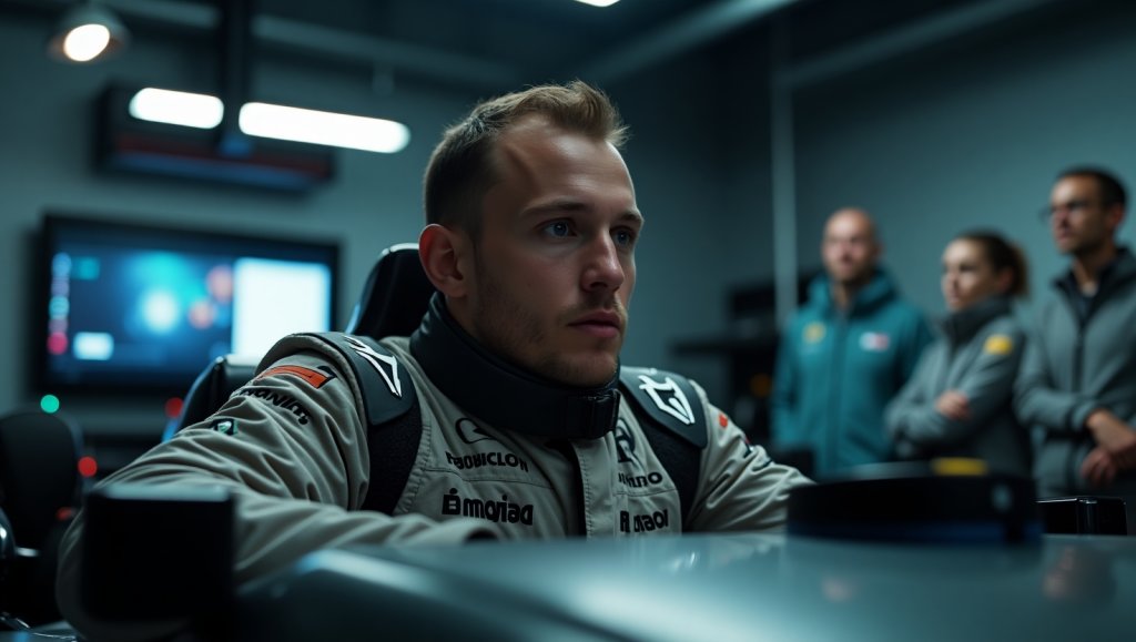 junger-rennfahrer-formel1-boxengarage-dramatisch
